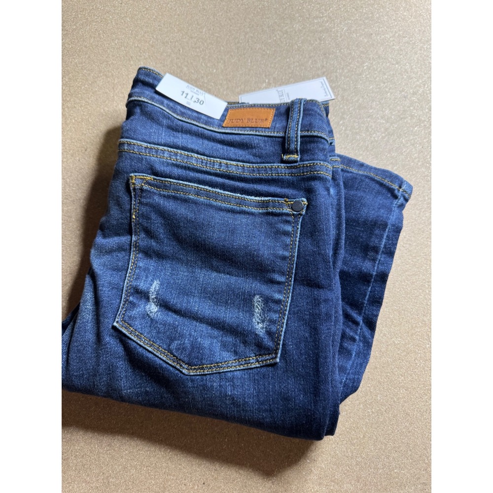 Judy Blue Mid Rise Skinny Jeans Dark Wash Distressed Destroyed NWT 11/30
